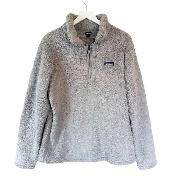 Patagonia Women’s Los Gato Fuzzy Gray 1/4 Zip Pullover Sweater Jacket Size XL - Picture 1 of 8